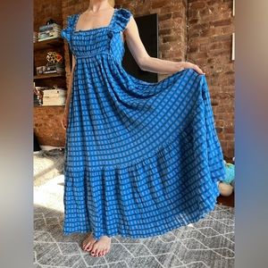 Ulla Johnson Blue Ruffle Maxi Dress _S/M
